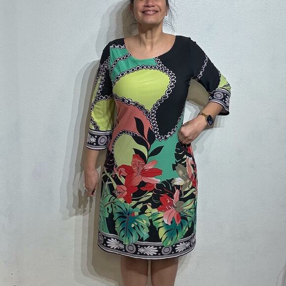 Lily Dresses & Skirts - Lily Black Floral Midi Shift Dress Sz XL